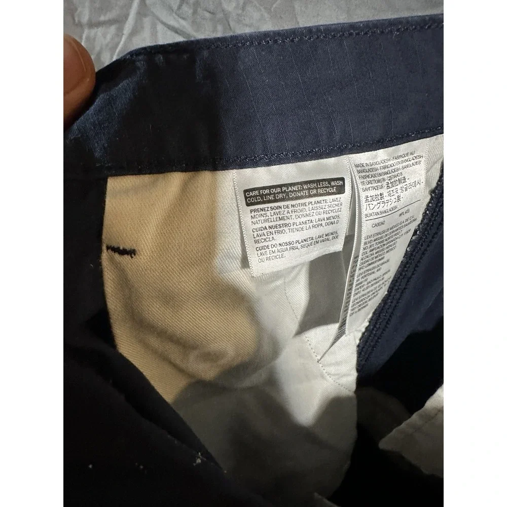 Levis Mens Navy Blue Ripstop Cargo Shorts Cotton Casual Outdoor 6-Pocket